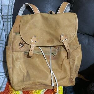 Tan Leather Backpack Vintage Made in Czechoslovakia